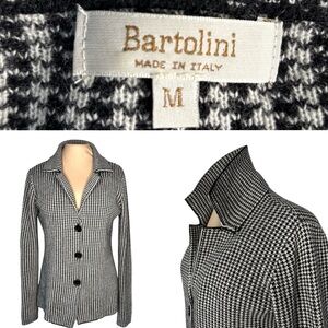 Bartolini Wool/Cashmere Knit Blazer in houndstooth Tailored Fit size Medium